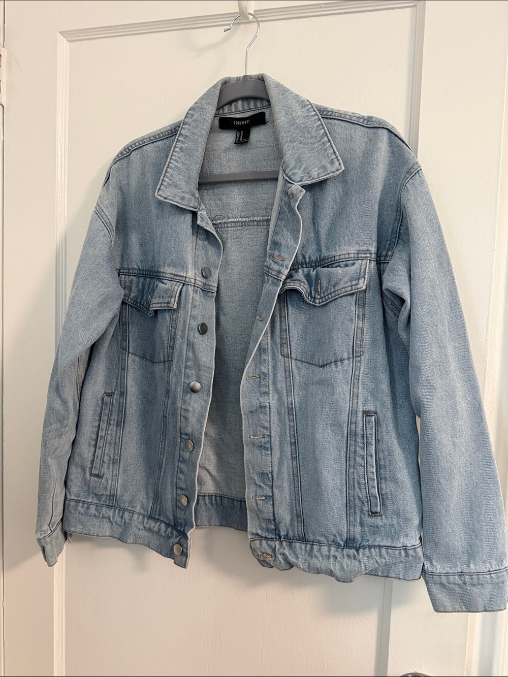 Forever 21 Light Blue Denim Jacket - Classic Button-Front